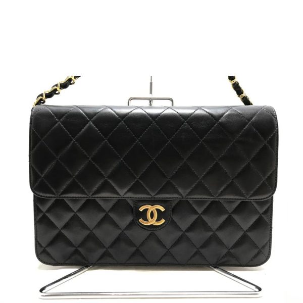 14551 1 Chanel Chain Matelasse Single Flap Bag Black