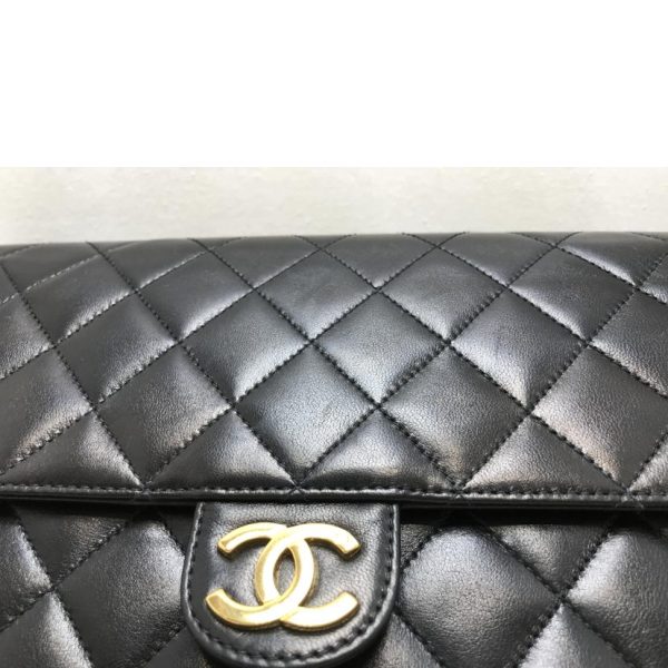 14551 10 Chanel Chain Matelasse Single Flap Bag Black