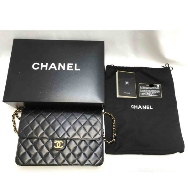 14551 12 Chanel Chain Matelasse Single Flap Bag Black