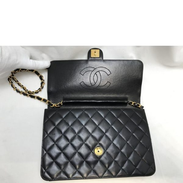 14551 8 Chanel Chain Matelasse Single Flap Bag Black