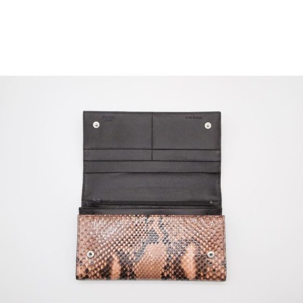 14788 3 PRADA Prada Python Bi fold Wallet Black