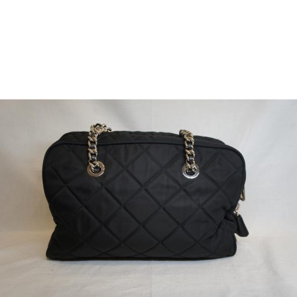 14952 2 Prada Chain Nylon Tote Black