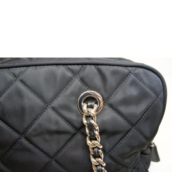 14952 8 Prada Chain Nylon Tote Black