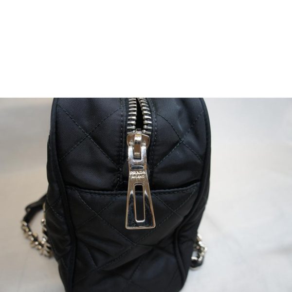 14952 9 Prada Chain Nylon Tote Black