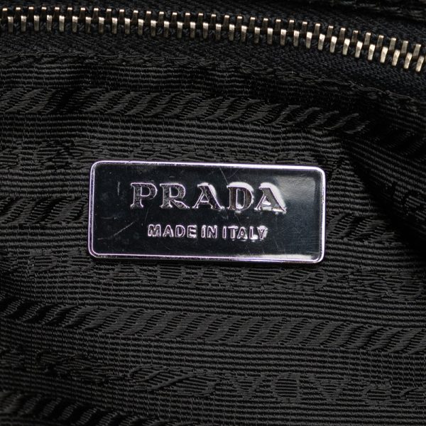 14kh7xt7e73s45b1 6 Prada Triangle Logo Plate Handbag Shoulder Bag Black Nylon