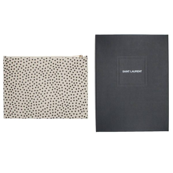 15058 240111 0105 3 Saint Laurent Dot Print Clutch Bag White Black