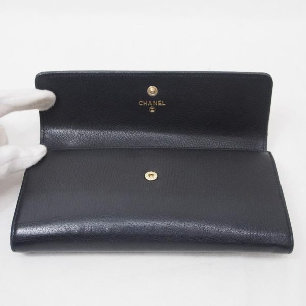 15153 5 Chanel Cocomark Bi Fold Wallet Bag Black