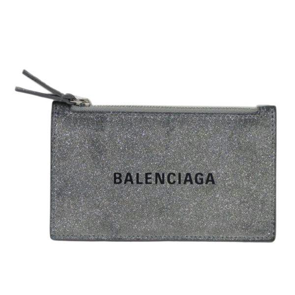 15266 1 Balenciaga Everyday Card Case Coin Case Silver Glitter