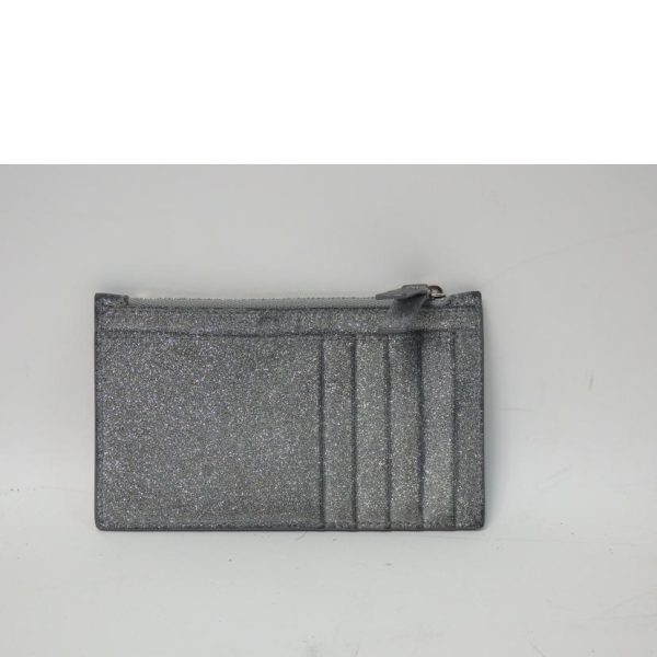 15266 2 Balenciaga Everyday Card Case Coin Case Silver Glitter