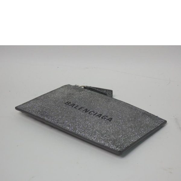 15266 3 Balenciaga Everyday Card Case Coin Case Silver Glitter