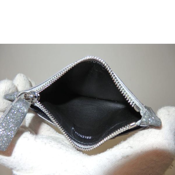 15266 4 Balenciaga Everyday Card Case Coin Case Silver Glitter