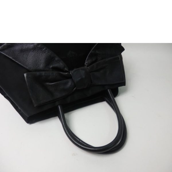 15273 4 PRADA Prada Ribbon Logo Nylon Tote Bag Black