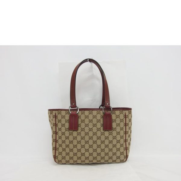 15381 2 Gucci Handbag Beige Bordeaux GG Canvas Tote Bag