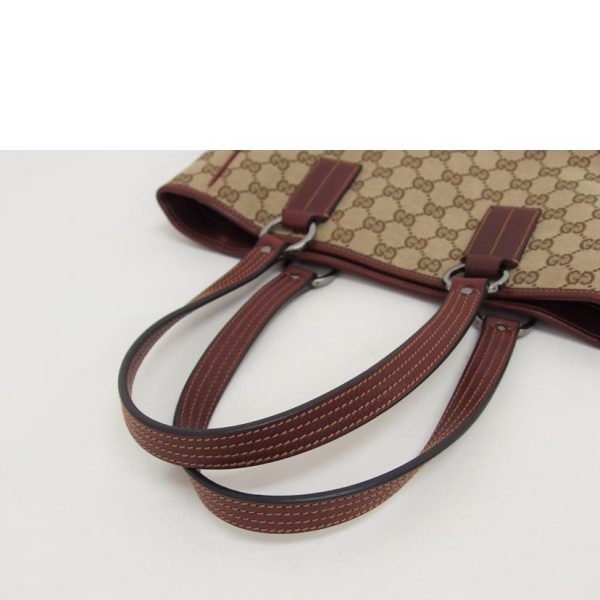 15381 4 Gucci Handbag Beige Bordeaux GG Canvas Tote Bag