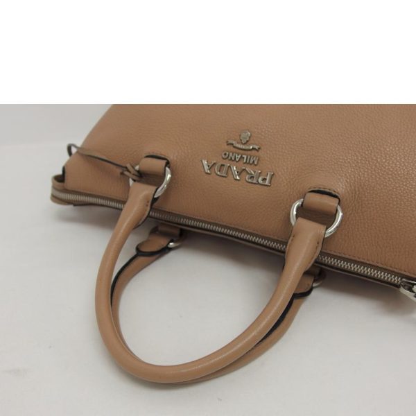 15640 4 Prada Leather 2WAY Handbag Beige