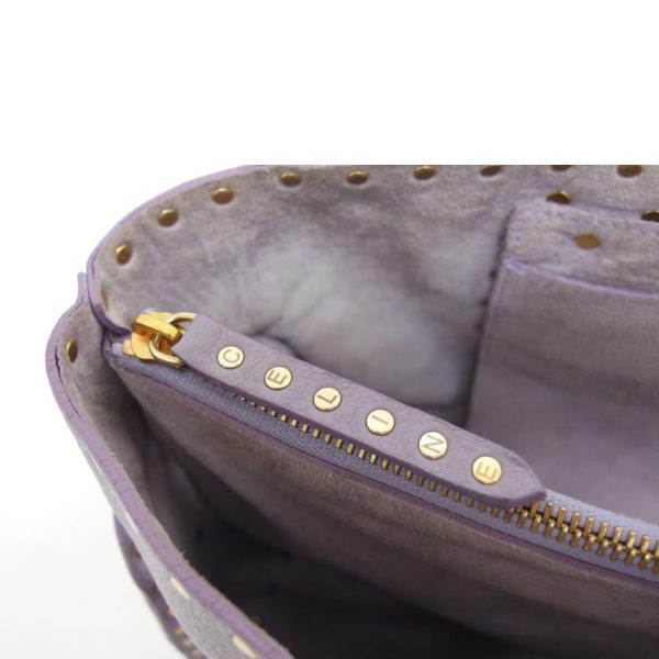 15657 6 Celine Handbag Boogie Leather Studs Purple