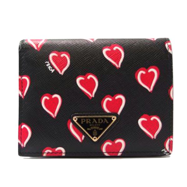 15731 1 PRADA Prada Saffiano 2 fold Wallet Bag Heart