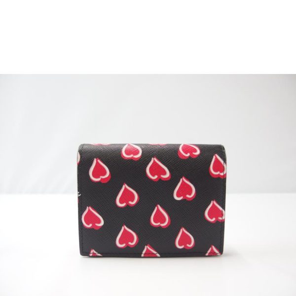 15731 2 PRADA Prada Saffiano 2 fold Wallet Bag Heart