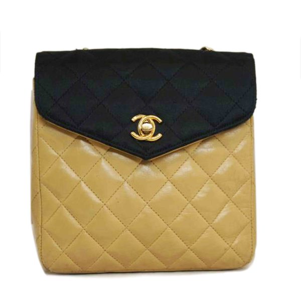 15843 1 Chanel Satin Lambskin Combination Bicolor Chain Bag Matelasse