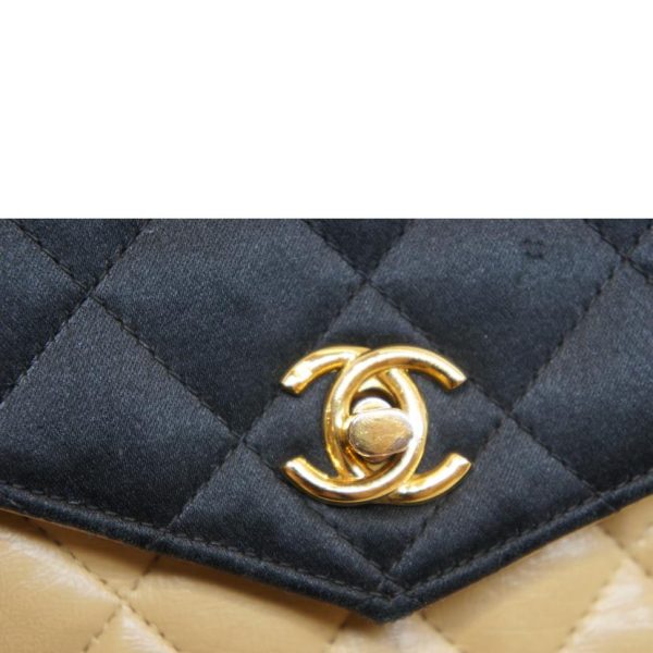 15843 17 Chanel Satin Lambskin Combination Bicolor Chain Bag Matelasse