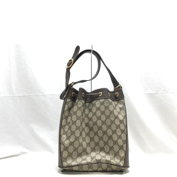 15978 2 Gucci Gg Plus Sherry Line Drawstring Bag Biege