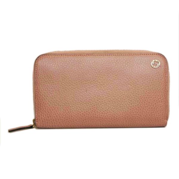 15985 1 Gucci Interlocking G Round Zipper Long Wallet Pink