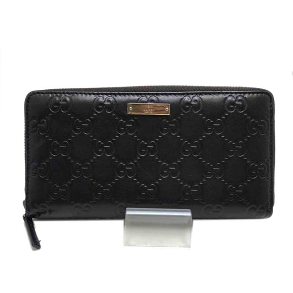 16142 1 Gucci Guccisima Round Zipper Wallet Black