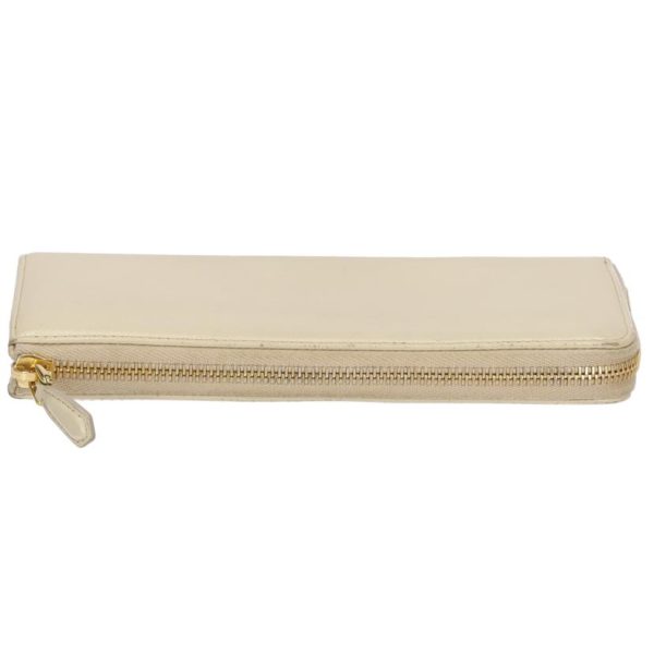 16162 9 Prada Saffiano L Shaped Zipper Long Wallet Off White