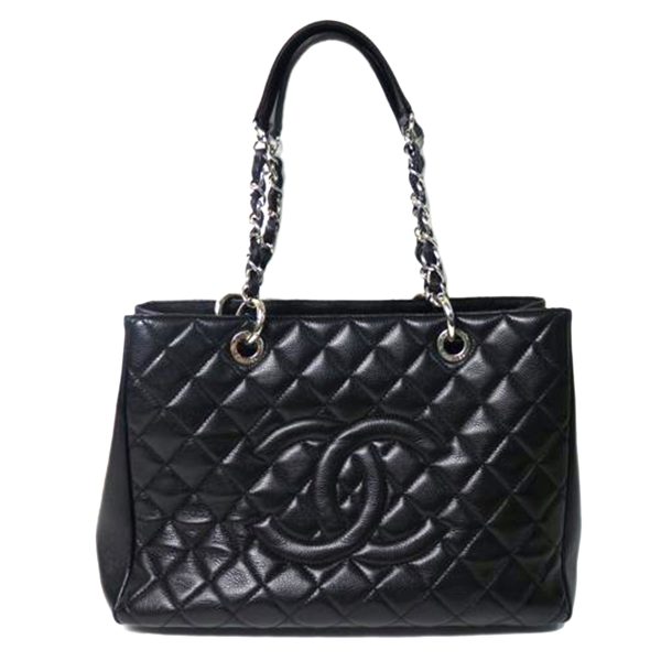 16256 1 Chanel Caviar Skin Matelasse GST Tote Silver Hardware Black