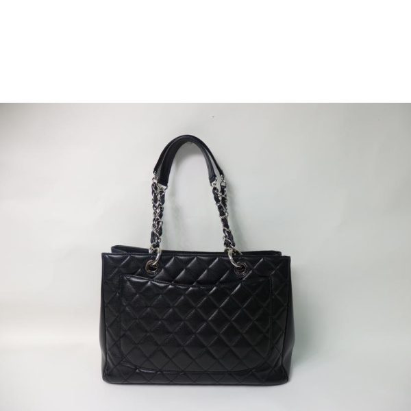 16256 2 Chanel Caviar Skin Matelasse GST Tote Silver Hardware Black