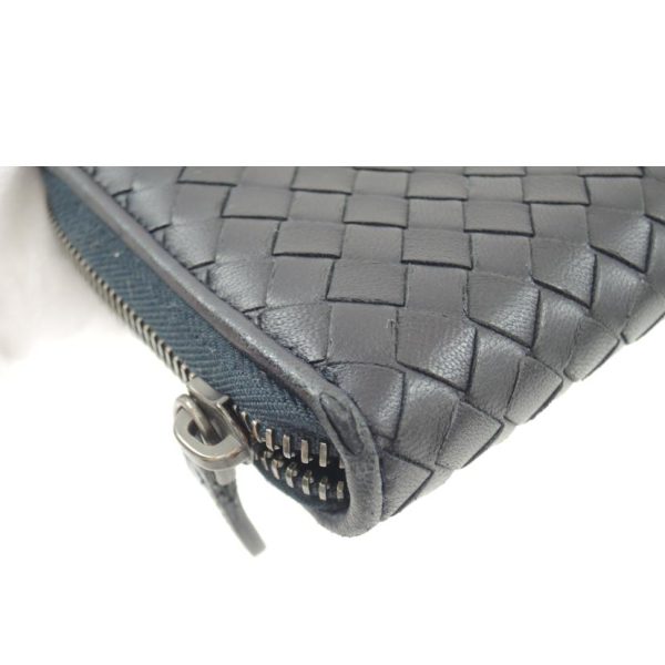 16279 8 Bottega Veneta Intrecciato Round Zipper Long Wallet Black