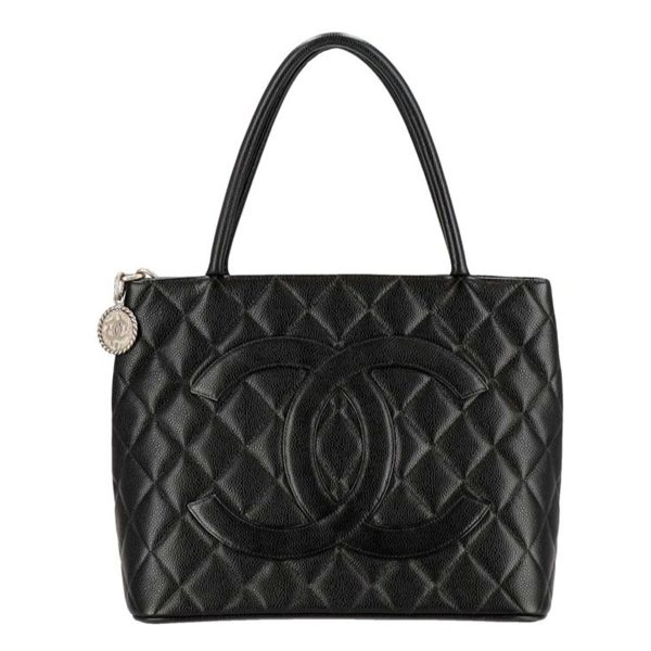 16282 1 Chanel Reprint Tote Bag Caviar Skin Black