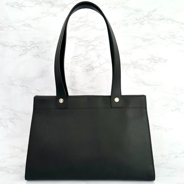 16339 Burberry Tote Bag Black Leather Check