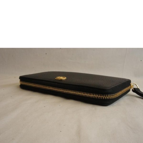 16352 3 Gucci Petit Marmont Round Zipper Wallet Black Leather