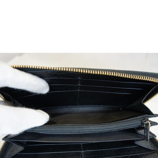 16352 4 Gucci Petit Marmont Round Zipper Wallet Black Leather