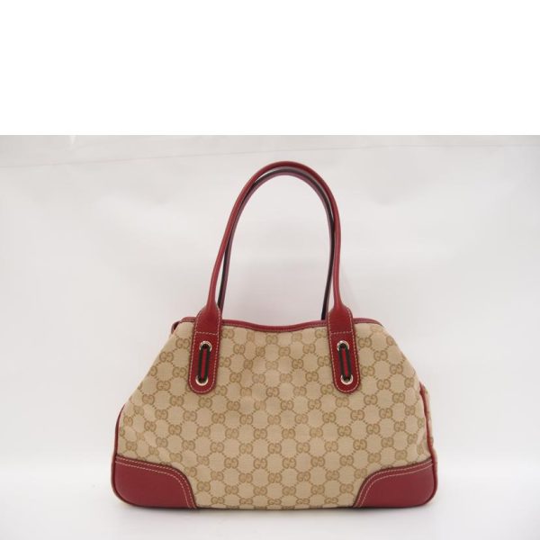 16396 2 Gucci Princey Ribbon GG Canvas Tote Bag Red