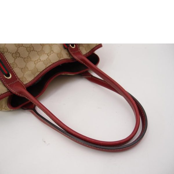 16396 5 Gucci Princey Ribbon GG Canvas Tote Bag Red