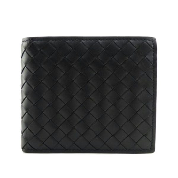 16402 1 BOTTEGA VENETA 2 fold Wallet Black