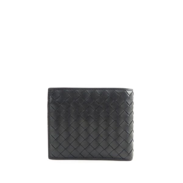 16402 2 BOTTEGA VENETA 2 fold Wallet Black