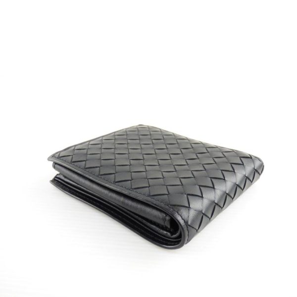 16402 3 BOTTEGA VENETA 2 fold Wallet Black