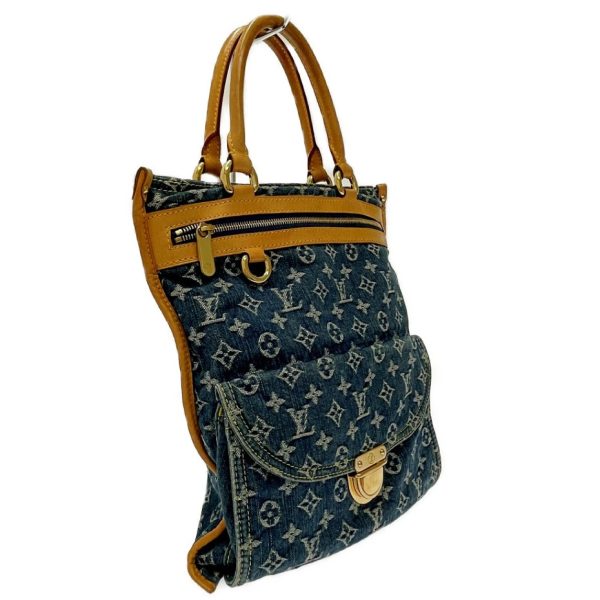 164840 2 Louis Vuitton Monogram Denim Flat Shopper Tote Bag Blue