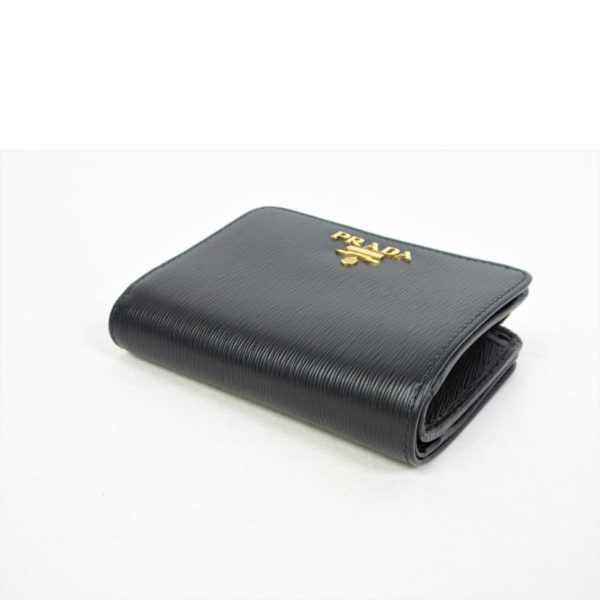 16526 3 Prada Saffiano Metal Bi Fold Wallet Bag Black