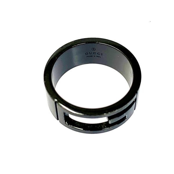 165392 6 Gucci Silver Branded G Black Coating Ring 925 Engraved