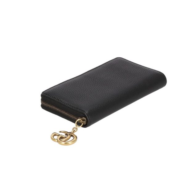 16633 4 Gucci Gg Marmont Round Zip Long Wallet Black