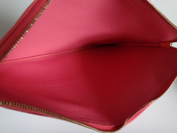 17 4303 001 Celine Leather Clutch Pouch Pink x Wine Red