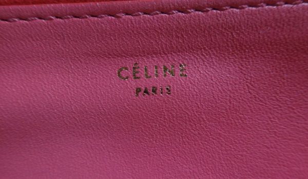 17 4303 004 Celine Leather Clutch Pouch Pink x Wine Red