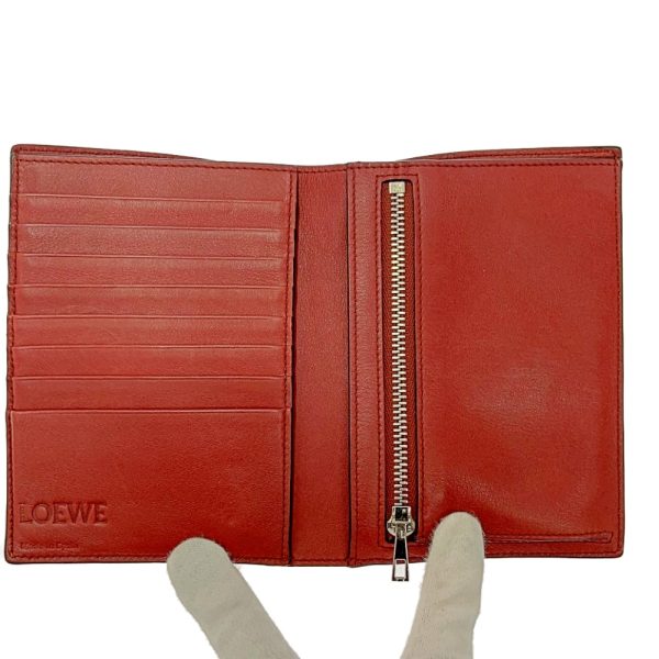 171110 6 Loewe Leather Medium Vertical Wallet Brown Red