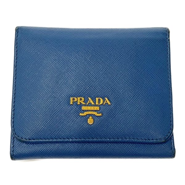 171220 1 Prada Cowhide Saffiano Metal Bifold Wallet Cobalto