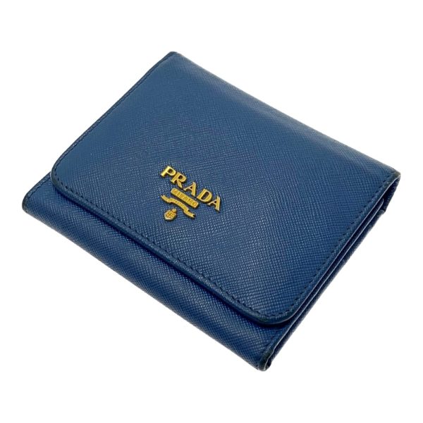 171220 2 Prada Cowhide Saffiano Metal Bifold Wallet Cobalto