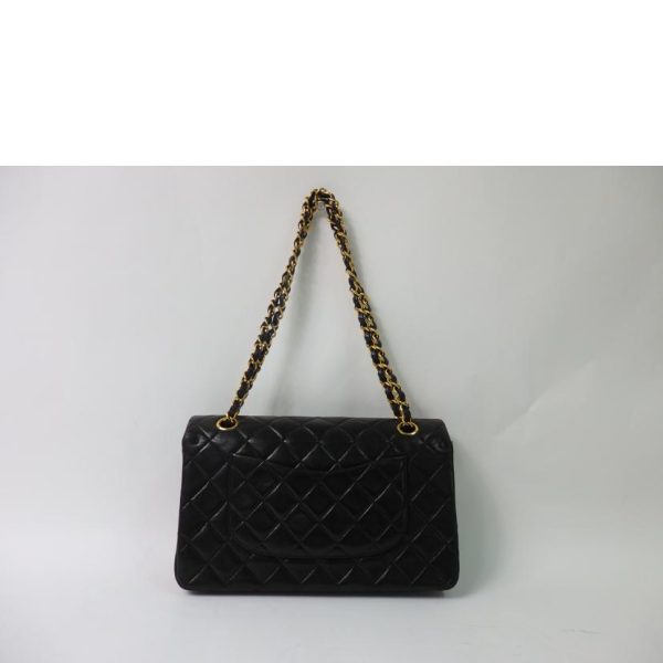 17124 2 Chanel Matelasse W Flap Chain Shoulder Bag Black